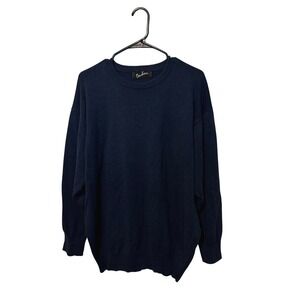 Barbour Sweater Mens XL Navy Blue Cotton Cashmere Blend Pullover Crew Scotland